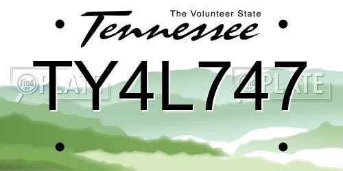 TY4L747 Tennessee License Plate
