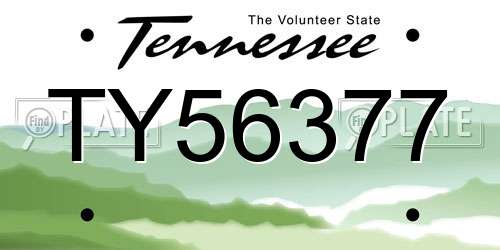 TY56377 Tennessee License Plate