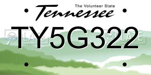 TY5G322 Tennessee License Plate