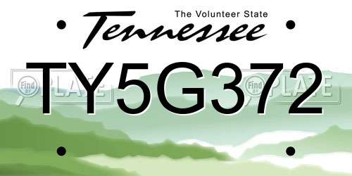 TY5G372 Tennessee License Plate