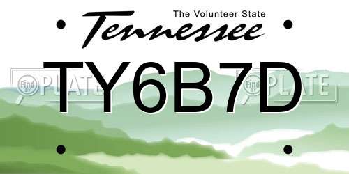 TY6B7D Tennessee License Plate