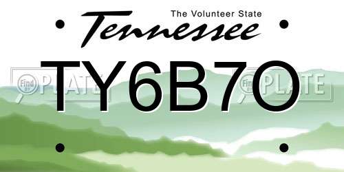 TY6B7O Tennessee License Plate
