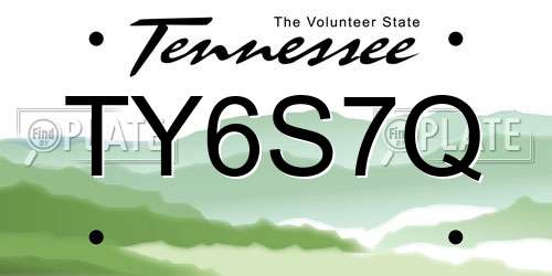 TY6S7Q Tennessee License Plate