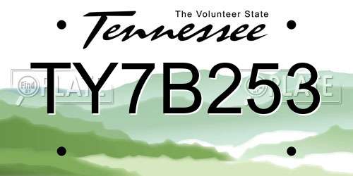 TY7B253 Tennessee License Plate