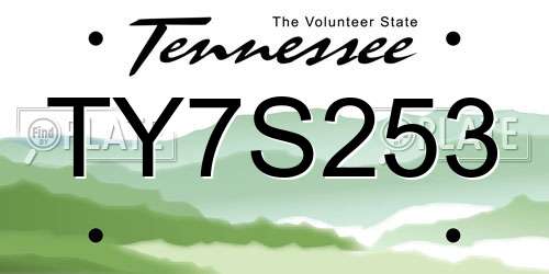 TY7S253 Tennessee License Plate