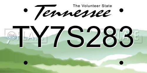 TY7S283 Tennessee License Plate