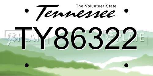 TY86322 Tennessee License Plate