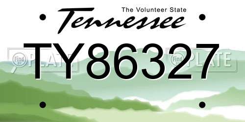 TY86327 Tennessee License Plate