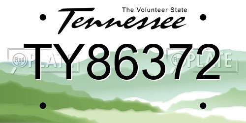 TY86372 Tennessee License Plate