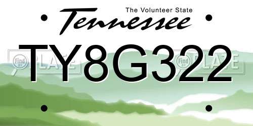 TY8G322 Tennessee License Plate