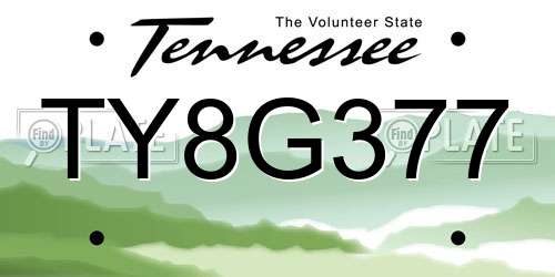 TY8G377 Tennessee License Plate
