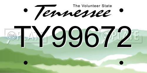 TY99672 Tennessee License Plate