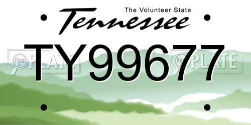 TY99677 Tennessee License Plate