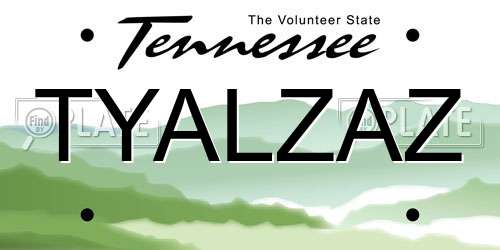 TYALZAZ Tennessee License Plate