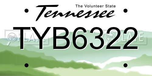 TYB6322 Tennessee License Plate
