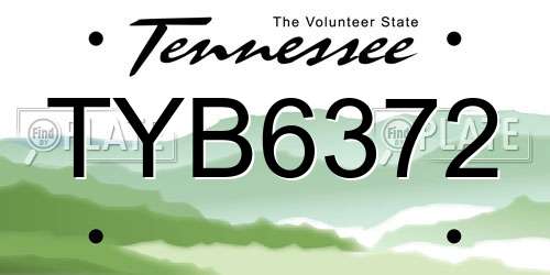 TYB6372 Tennessee License Plate