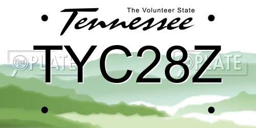 TYC28Z Tennessee License Plate