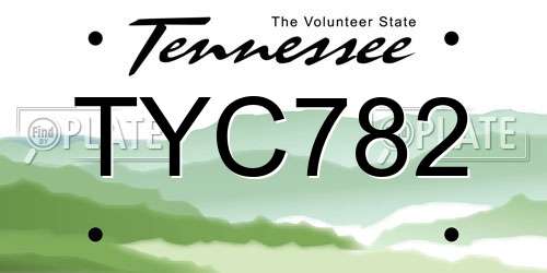 TYC782 Tennessee License Plate