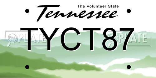 TYCT87 Tennessee License Plate