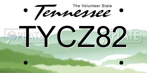 TYCZ82 Tennessee License Plate