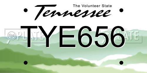 TYE656 Tennessee License Plate