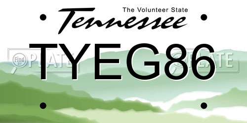 TYEG86 Tennessee License Plate