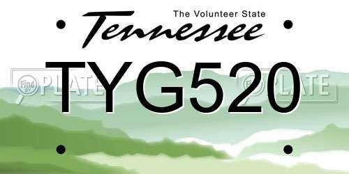 TYG520 Tennessee License Plate