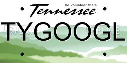 TYGOOGL Tennessee License Plate
