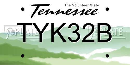 TYK32B Tennessee License Plate