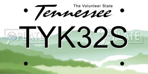 TYK32S Tennessee License Plate