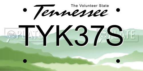 TYK37S Tennessee License Plate