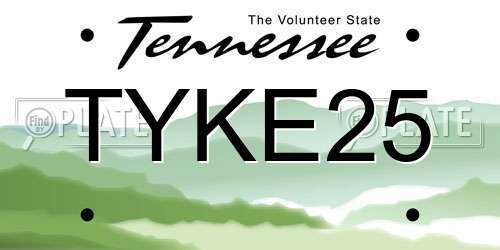 TYKE25 Tennessee License Plate