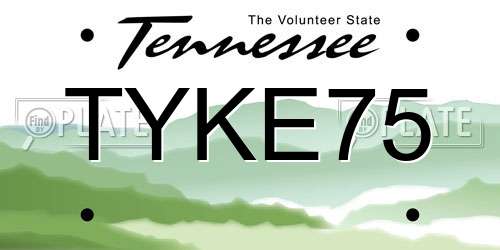 TYKE75 Tennessee License Plate