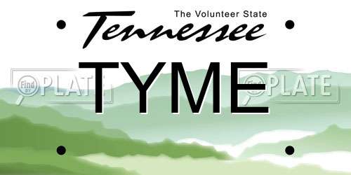 TYME Tennessee License Plate