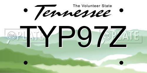 TYP97Z Tennessee License Plate
