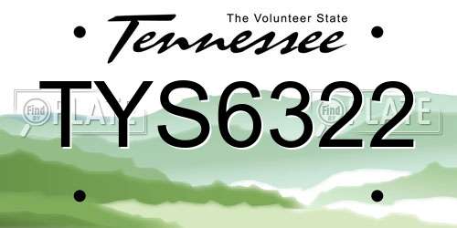 TYS6322 Tennessee License Plate
