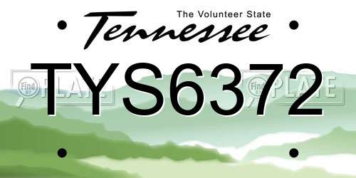 TYS6372 Tennessee License Plate