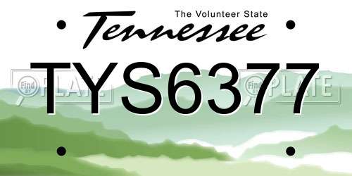 TYS6377 Tennessee License Plate