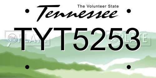 TYT5253 Tennessee License Plate
