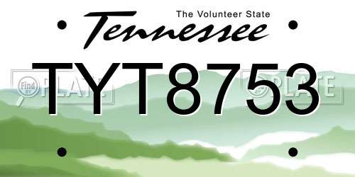 TYT8753 Tennessee License Plate