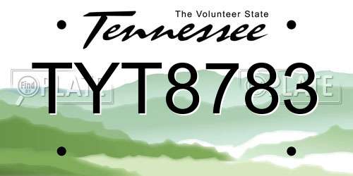 TYT8783 Tennessee License Plate