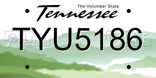 TYU5186 Tennessee License Plate