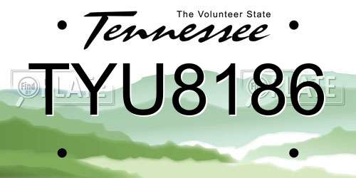 TYU8186 Tennessee License Plate