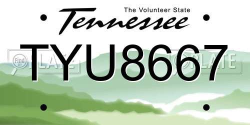 TYU8667 Tennessee License Plate