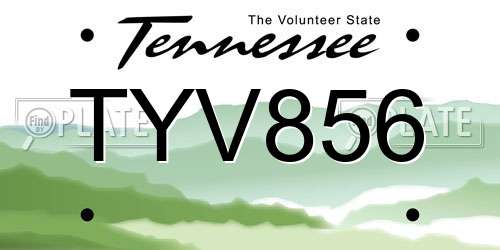 TYV856 Tennessee License Plate