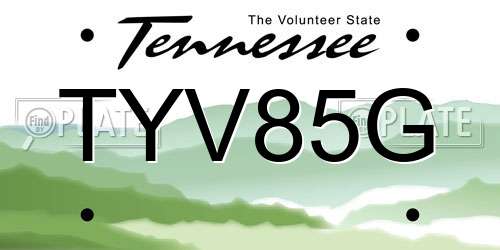 TYV85G Tennessee License Plate