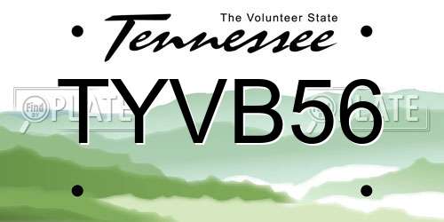 TYVB56 Tennessee License Plate