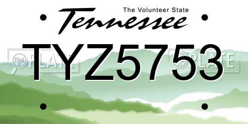 TYZ5753 Tennessee License Plate