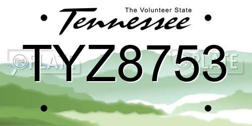 TYZ8753 Tennessee License Plate