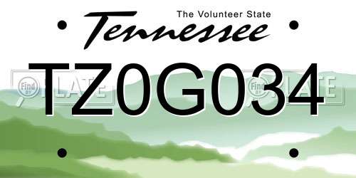 TZ0G034 Tennessee License Plate